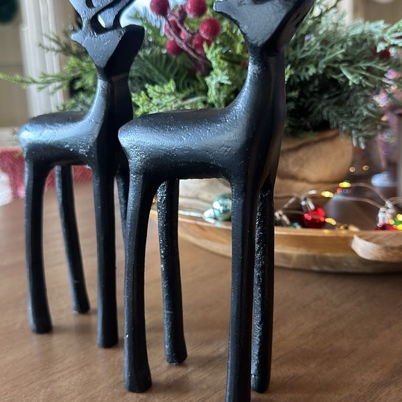 Made in India Christmas Holiday Reindeer Black Metal Decor Set of 2 NEW - Picture 2 of 4